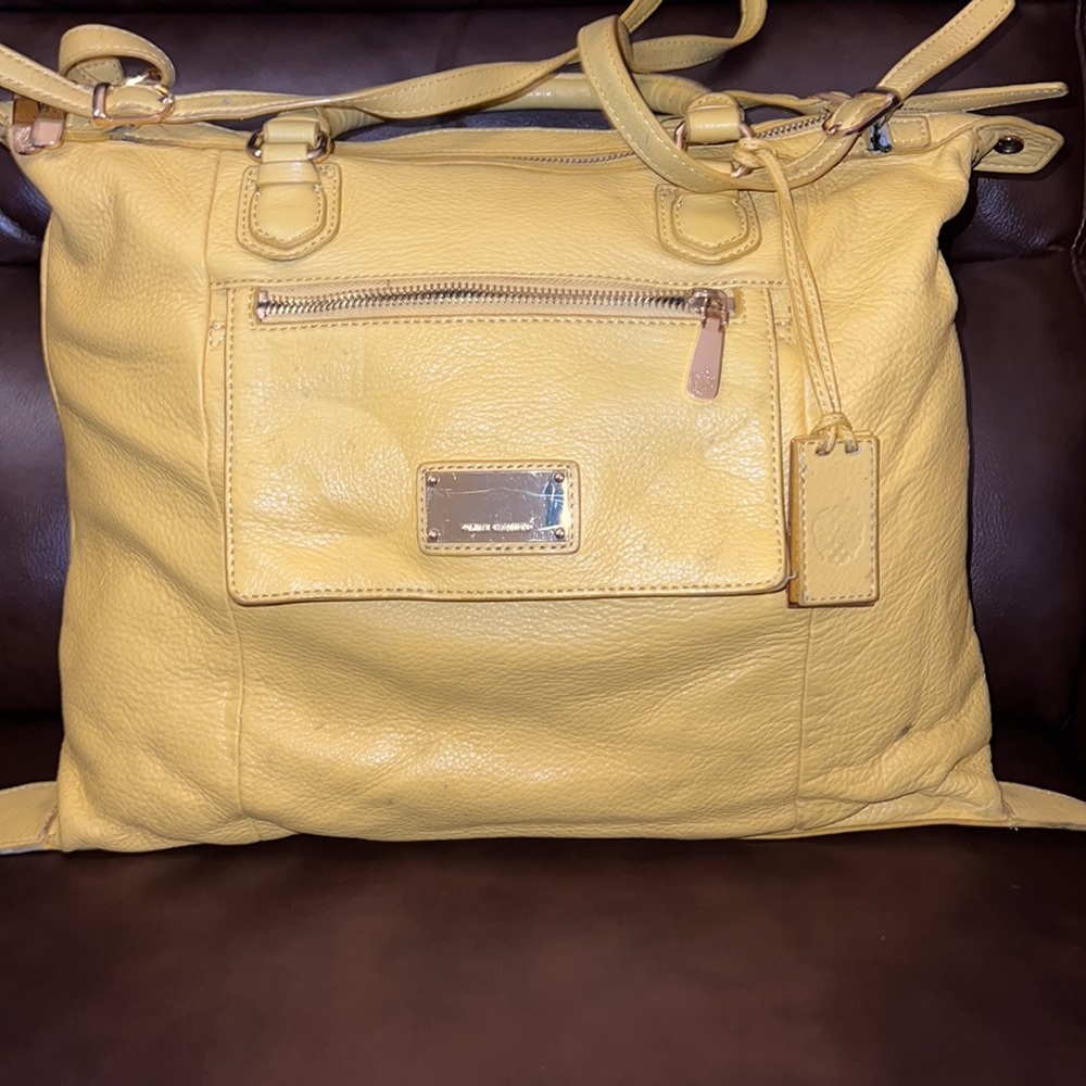 Vince Camuto Tote. Full Grain Yellow Leather Tote. $25 bag sale!